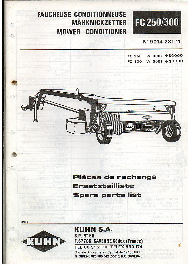 Kuhn fc 44 mower conditioner manual diagram